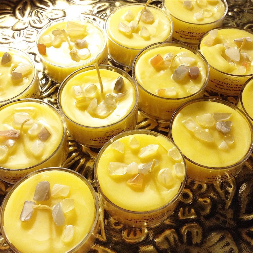 Coconut Grace - the scent from my mermaid hair treatment In a beeswax long burning moonstone infused tea #candle.
